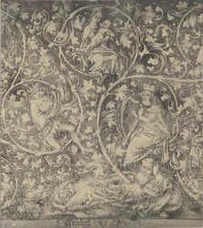 Ornamentale Gravur mit dem Baum Jesse