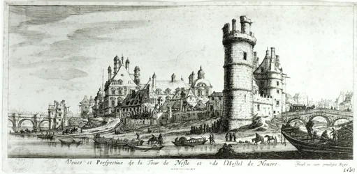 Perspektivische Ansicht des Tour de Nesle und des Hotel de Nevers