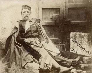 Giuseppe Garibaldi in Aspromonte, mit verletztem Bein im Jahr 1862