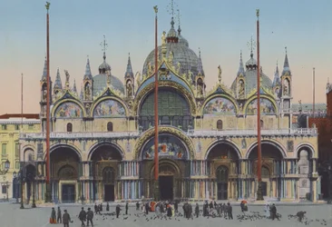 Venedig, Fassade der Kirche San Marco (farbiges Foto)