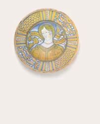 Ein Deruta Gold-Lustre Bella Donna Teller, ca. 1500-30