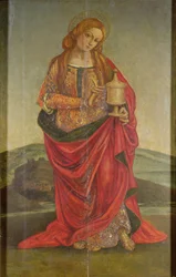 Eine Heilige mit einem Kelch, möglicherweise Maria Magdalena, wahrscheinlich 16. Jahrhundert