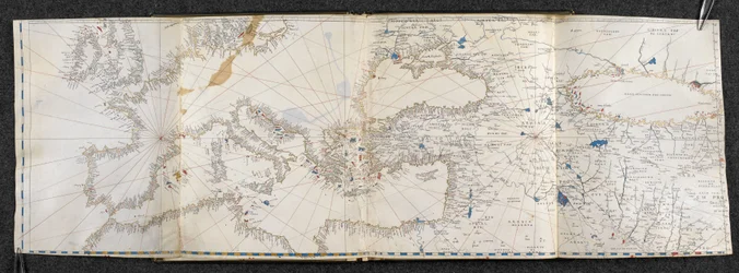 Karte von Europa und Asien. Portolano, in einundzwanzig Karten, von Ländern in beiden Hemisphären (Pergament)