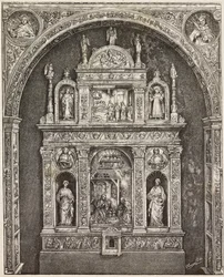 Altar in der Kirche St. Cita, von Antonello Gagini, Palermo, Italien, Gravur nach einer Zeichnung von G. Cavallotti, aus L