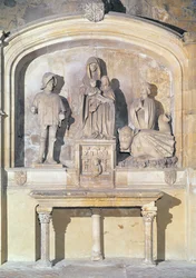 Altarbild der hl. Anna, der Jungfrau und des Jesuskindes, mit hl. Mauritius, hl. Martha und der Tarasque (der Drache von Tarascon) 1470