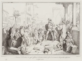 Antonio Loredan bietet den hungernden Einwohnern von Scutari sein Fleisch als Nahrung an, damit sie sich verteidigen