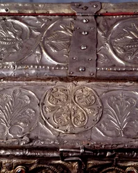 Arche von Barbarossa, mit Szenen aus dem Leben von Johannes dem Täufer (Holz, Silberblatt und Steine)