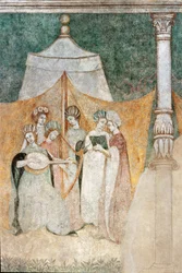 Bicocca degli Arcimboldi: Fresko aus dem 15. Jahrhundert, Detail von Frauen, die Musik spielen