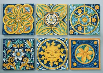 Keramikfliesen im typischen Caltagirone-Stil (Keramik)
