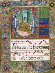 Choralminiatur mit Papst Alexander II, der in der Abtei die Messe feiert