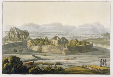 Rundfestung von Cannar, Peru, aus Le Costume Ancien et Moderne, Band II, Tafel 1, von Jules Ferrario, veröffentlicht ca. 1820er-30er Jahre