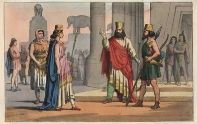 Zivilisation der Antike - Persische Kostüme - Persische Kleidung - Gravur aus „Usi e Costumi di Tutti i Popoli dell