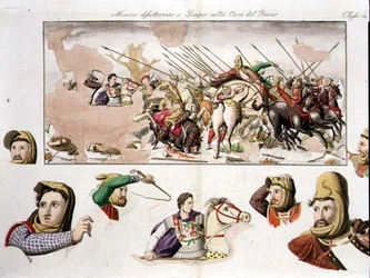Kopie des Alexandermosaiks aus dem Haus des Fauns, Pompeji, Tafel 10, Klasse 6 aus Teil I der „Geschichte der Nationen“