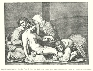 Kreuzabnahme genannt La Pieta di Luco, von Del Sarte, gemalt für die Kamaldulenser von Lucco, Sammlungen von Florenz