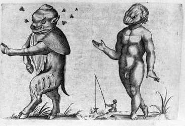 Verschiedene Arten von menschlichen Monstern. Gravur aus „De monstrorum natura, causis et differentiis“ von Fortunio Liceti (1577-1656), italienischer Wissenschaftler. 1646