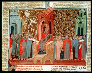 Kaiser Justinian (483-565) und sein Hof, aus Justinianus Istitutiones