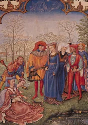 Monat April: Eine Hochzeitsprozession, aus Brevarium Grimani