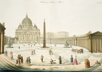 Fassade von St. Peter in Rom mit dem Platz davor, Tafel 25 aus Teil III der Geschichte der Nationen, graviert von G. Lago