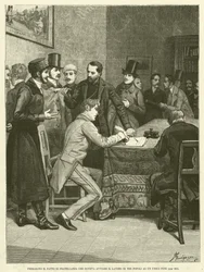 Sie unterzeichneten den Brüderlichkeitspakt, der die Arbeit von drei Völkern zu einem einzigen Ziel führen sollte (Gravur)