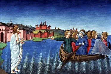Fol.134r Die Jünger fischen im See von Galiläa