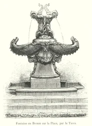 Bronzebrunnen auf dem Platz, von Tacca