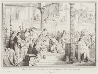 Francesco Morosini erhält den Pileus und das Schwert, die ihm von Papst Alexander VIII. gesandt wurden