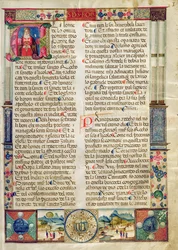 Frontispiz, aus einer Mariegola der Laiengilde von St. Rocco und St. Nikolaus