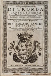 Frontispiz von Modo per imparare a sonare di tromba Methode zum Trompetenspiel von Girolamo Fantini (1600-1675)