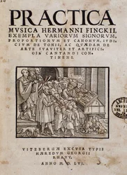 Frontispiz von Practica musica von Hermann Finck (1527-1558), deutscher Komponist und Musiktheoretiker
