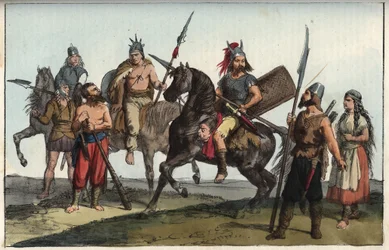 Germanischer Stamm der Alamannen (Alemannen) - Stamm der Alemannen (Alamannen), Alamannen - Stich aus „Usi e Costumi di Tutti i Popoli dell