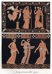 Kleider griechischer Königinnen - Stich aus „Usi e Costumi di Tutti i Popoli dell