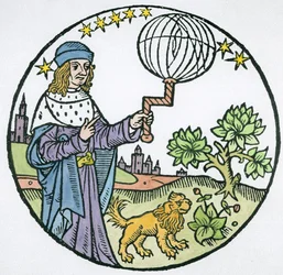 Ideales Porträt von Aristoteles (384-322 v. Chr.), Kopie einer Illustration aus Aristoteles cum Leonardi Aretini Commentariis, Venedig 1516, verwendet in einer Geschichte der Magie, veröffentlicht Ende des 19. Jahrhunderts