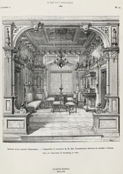 Innenraum eines Schlafzimmers im neorenaissance Stil von Possenbacher, Monaco, Illustration aus L