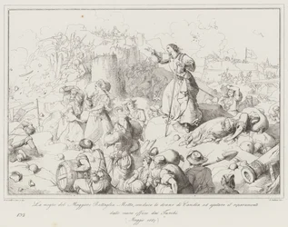 Die Frau von Major Battaglia Motta führt die Frauen von Candia an, um bei der Reparatur zu helfen (Gravur)