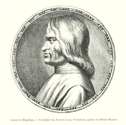 Lorenzo der Prächtige, Faksimile eines Porträts von Luc Vostermans, Abzug aus dem British Museum