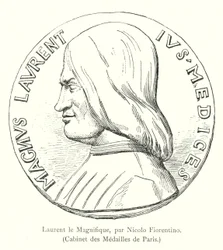 Lorenzo der Prächtige, von Nicolo Fiorentino, Kabinett der Medaillen von Paris (Gravur)