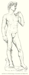 Der David von Michelangelo an der Akademie der Schönen Künste (Gravur)