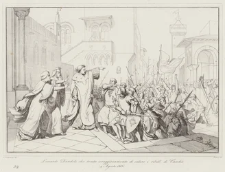 Leonardo Dandolo versucht mutig, die Rebellen von Candia zu beruhigen