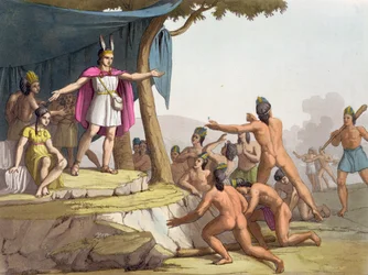 Manco Capac und Königin Mama Ocllo versammeln die Wilden, um 1820