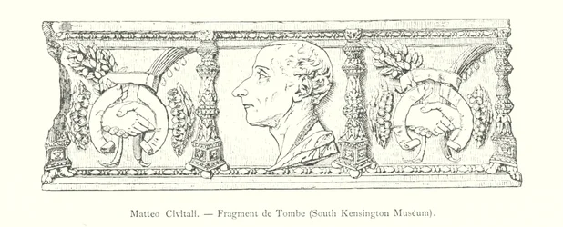 Matteo Civitali, Fragment eines Grabmals, South Kensington Museum (Stich)