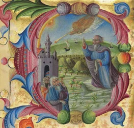 Moses predigt den Israeliten, Siena, 2. Hälfte des 15. Jahrhunderts