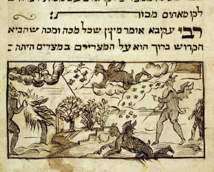 Ms.C.A.2795 Dämonen verbreiten Plagen in der Welt, aus Die Geschichte des jüdischen Volkes