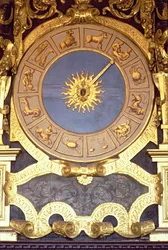 Zodiakalische Uhr (Fresko und vergoldetes Holz)