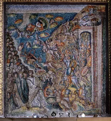 Mosaiktafel mit Darstellung der Durchquerung des Roten Meeres, Mittelschiff, Basilika Santa Maria Maggiore, Rom, Italien, 5. Jahrhundert