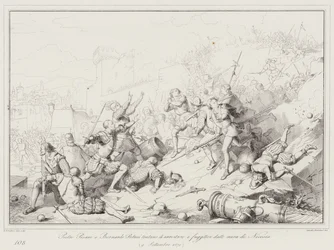 Pietro Pisani und Bernardo Polani versuchen, die Flüchtigen von den Mauern von Nikosia zu stoppen