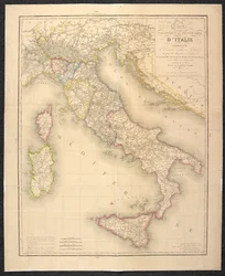 Politische Karte, die die Teilungen der Staaten Italiens anzeigt