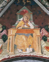 Papst Gregor I., in der Kapelle der St. Margareta von Antiochia, Gewölbe des Heiligtums Santa Maria Assunta (Fresko)
