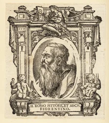 Porträt von Giovanni Battista di Jacopo, bekannt als Rosso Fiorentino oder Il Rosso, italienischer Architekt und Manieristischer Maler in Öl und Fresko der Florentiner Schule