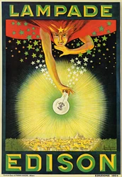 Poster zur Werbung für Edison-Glühbirnen, Mailand, Italien