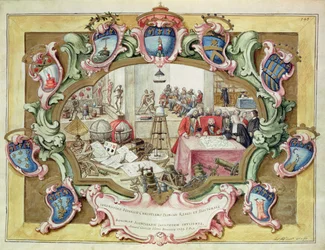 Prinz Friedrich Christian von Polen bei einem Besuch des Instituts der Wissenschaften, Bologna im Jahr 1739